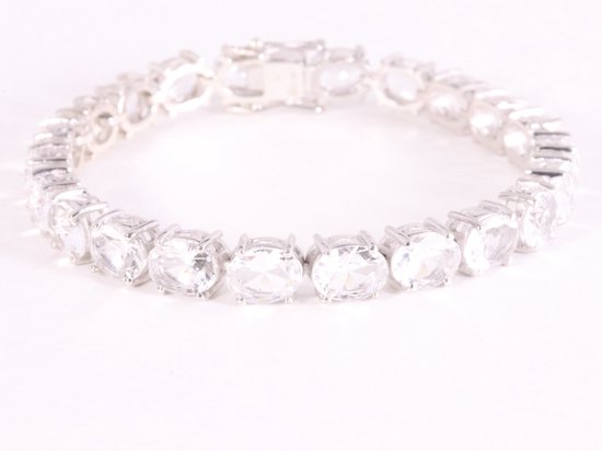 Zilveren tennisarmband met bergkristal afbeelding 1