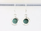 Fijne ronde zilveren oorbellen met malachiet afbeelding 2
