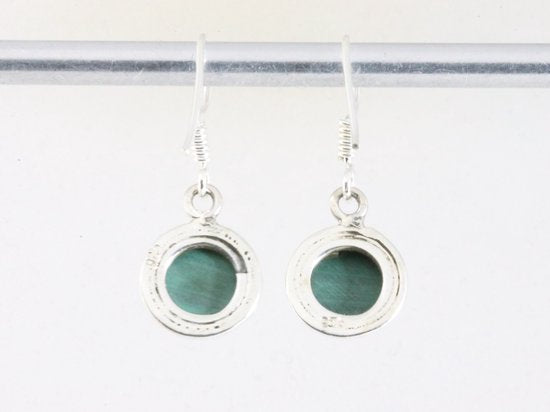 Fijne ronde zilveren oorbellen met malachiet afbeelding 2