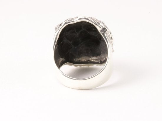 Zware zilveren ring met leeuwenkop afbeelding 3