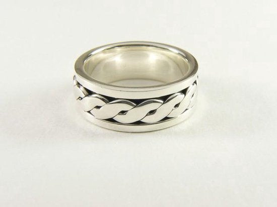 Zilveren geluksring met kabelpatroon afbeelding 1