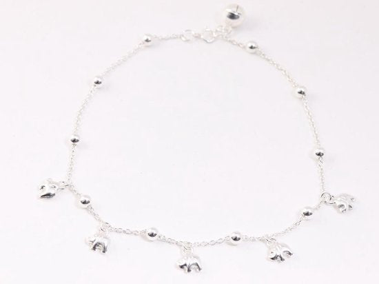 Fijne zilveren enkelband met olifanten afbeelding 1