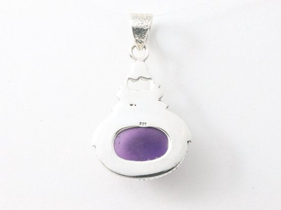 Bewerkte zilveren hanger met amethist afbeelding 3