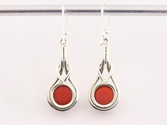 Zilveren oorbellen met carneool afbeelding 3