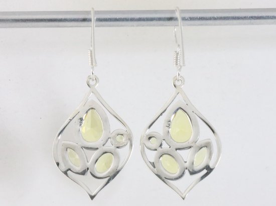 Opengewerkte zilveren oorbellen met citrien afbeelding 2