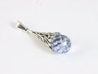 Bewerkte zilveren hanger met aquamarijn aan ketting afbeelding 2