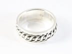 Zware zilveren ring met kruiskabel patroon afbeelding 2