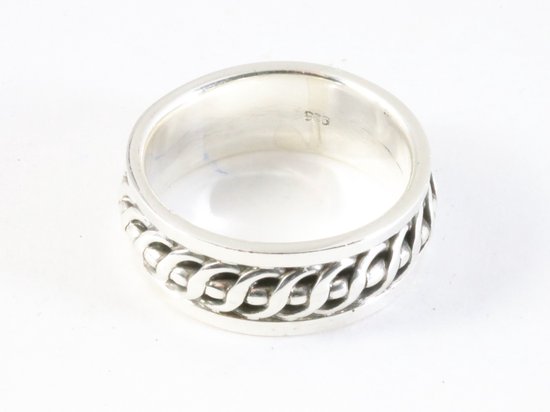 Zware zilveren ring met kruiskabel patroon afbeelding 2