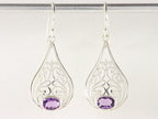 Opengewerkte zilveren oorbellen met amethist afbeelding 1