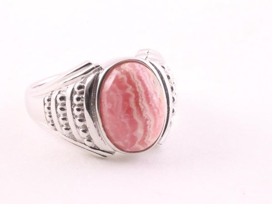Bewerkte zilveren ring met rhodochrosiet afbeelding 1