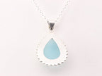 Bewerkte zilveren hanger met aqua chalcedoon aan ketting afbeelding 3