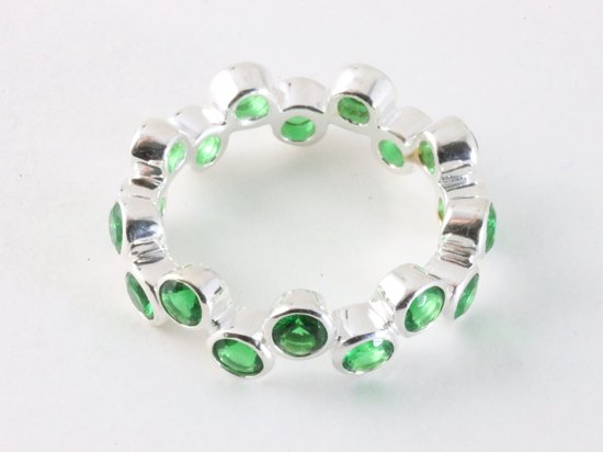 Zware zilveren ring met groene saffier afbeelding 2