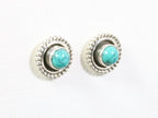 Fijne bewerkte ronde zilveren oorstekers met turkoois afbeelding 3