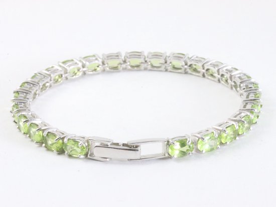 Zilveren tennisarmband met peridoot afbeelding 3