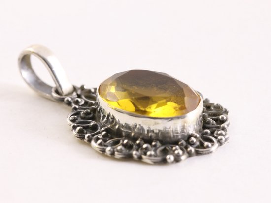 Bewerkte zilveren hanger met citrien afbeelding 2