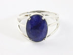Opengewerkte zilveren ring met blauwe saffier afbeelding 4