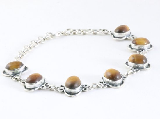 Bewerkte zilveren armband met tijgeroog afbeelding 2