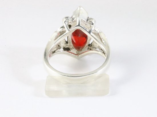 Zware zilveren ring met granaat en marcasiet afbeelding 3