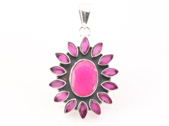 Zilveren hanger met robijn afbeelding 1