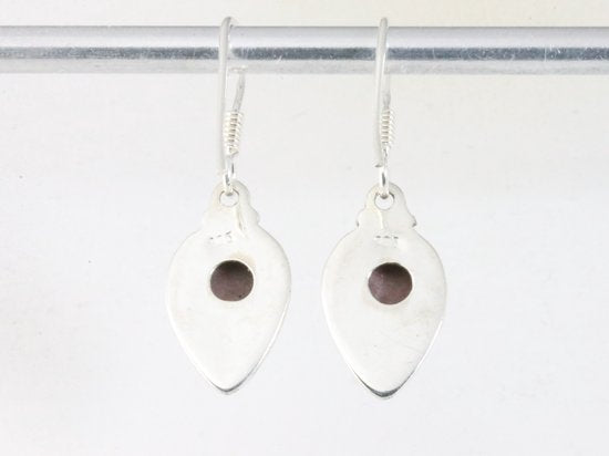 Fijne bewerkte zilveren oorbellen met rhodoniet afbeelding 2