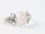 Fijne bewerkte zilveren ring met rozenkwarts afbeelding 1
