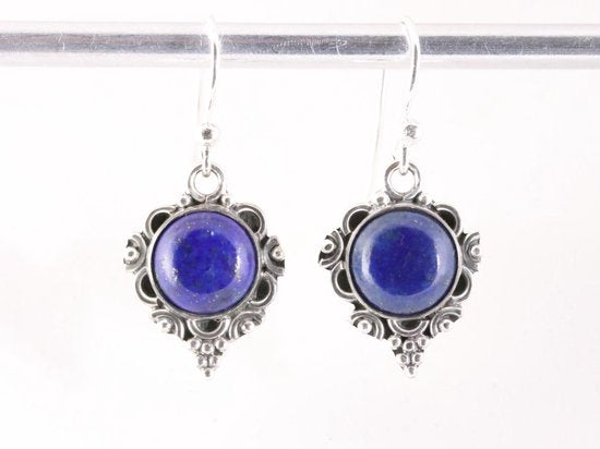 Bewerkte zilveren oorbellen met lapis lazuli afbeelding 4