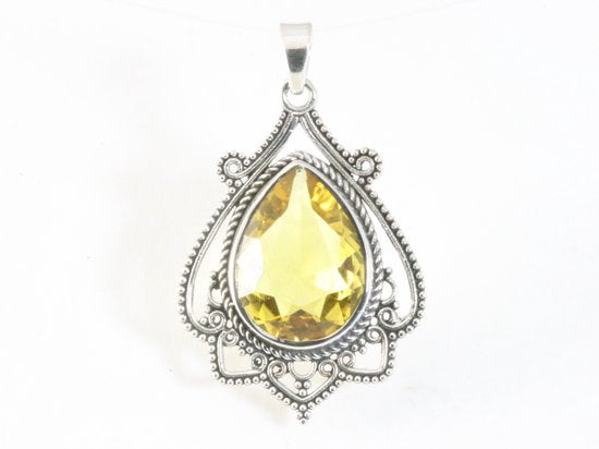 Bewerkte zilveren hanger met citrien afbeelding 4