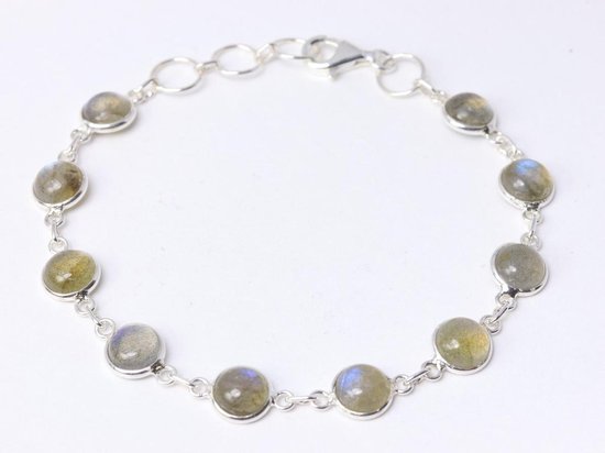 Fijne zilveren schakelarmband met labradoriet afbeelding 1