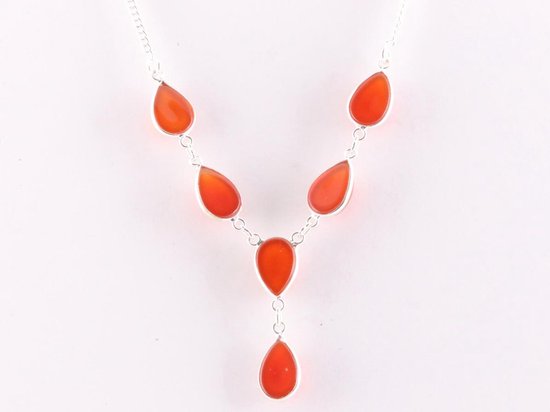 Zilveren ketting met carneool afbeelding 4