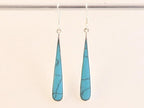 Lange druppelvormige zilveren oorbellen met blauwe turkoois afbeelding 4