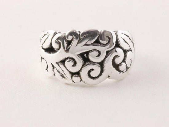Hoogglans zilveren ring met fantasiepatroon afbeelding 4