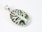 Zilveren hanger met levensboom op abalone schelp afbeelding 2