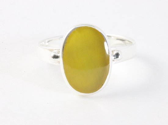 Hoogglans zilveren ring met gele agaat afbeelding 4