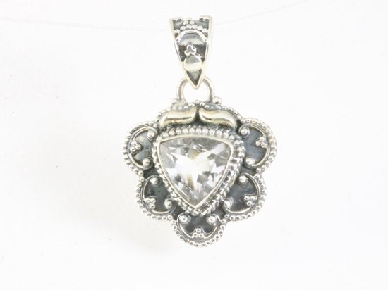 Bewerkte zilveren hanger met bergkristal afbeelding 4