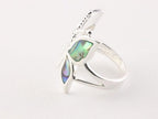 Zilveren vlinder ring met abalone schelp afbeelding 3