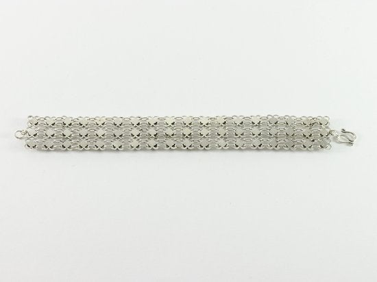 Brede zilveren schakelarmband met fijne bewerking afbeelding 3