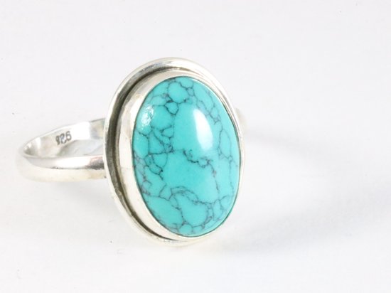Ovale zilveren ring met turkoois afbeelding 1