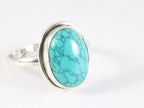 Ovale zilveren ring met turkoois afbeelding 1