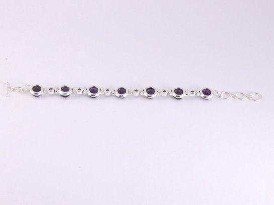 Zware zilveren schakelarmband met amethist afbeelding 4