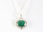 Fijne bewerkte zilveren hanger met smaragd aan ketting afbeelding 4