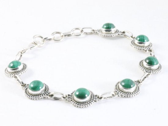 Bewerkte zilveren armband met malachiet afbeelding 2