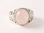 Opengewerkte zilveren ring met rozenkwarts afbeelding 4