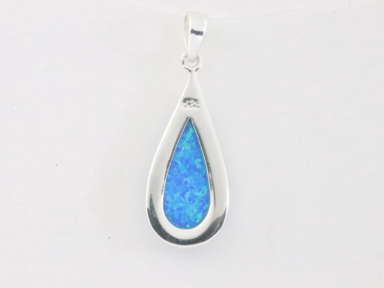 Druppelvormige hoogglans zilveren hanger met Australische opaal afbeelding 3