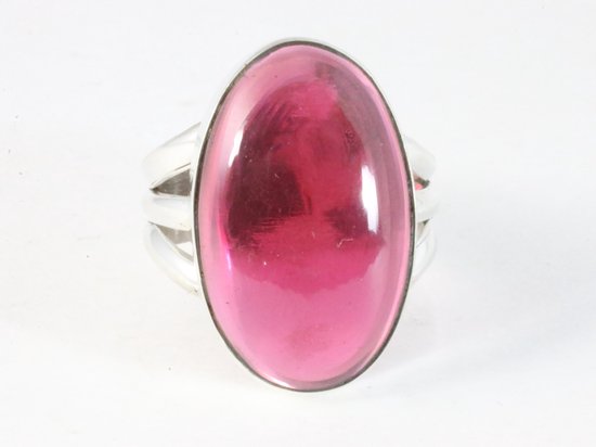 Grote ovale zilveren ring met granaat afbeelding 4