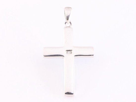 Zilveren kruishanger met blauwe turkoois afbeelding 3