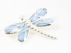 Zilveren libelle hanger met blauwe schelp aan ketting afbeelding 2