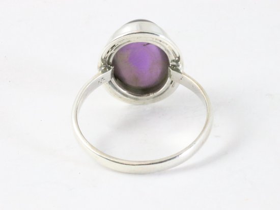 Ovale zilveren ring met amethist afbeelding 3