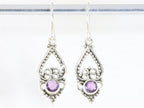 Fijne opengewerkte zilveren oorbellen met amethist afbeelding 3