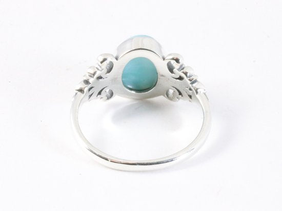 Fijne bewerkte zilveren ring met larimar afbeelding 3