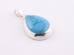 Druppelvormige zilveren hanger met blauwe turkoois afbeelding 2